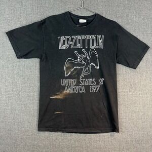 Led Zeppelin T‎ Shirt Adult Medium Black US Tour 1977 Hanes Heavyweight